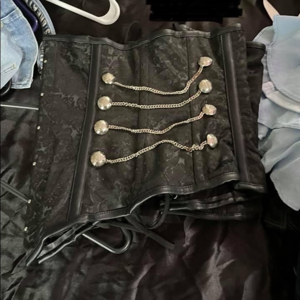 Black steampunk corset with chains